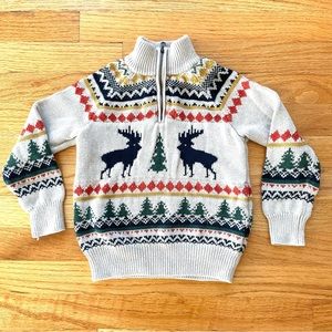 J.Crew Crewcuts Fair Isle Moose Sweater Boys XS (4-5)